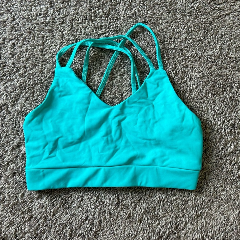 Vibrant Teal Strappy Sports Bra